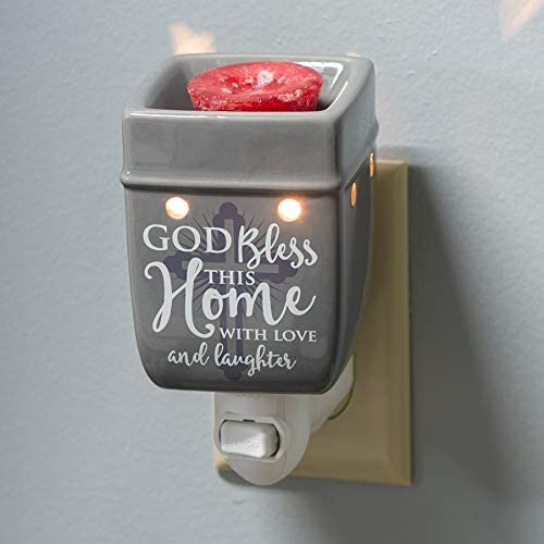 God Bless This Home With Love Grey Stoneware Electric Plug-In Wax Tart Oil Warmer