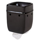 Front view of Solid Black Wax Tart Oil Warmer Black Stoneware Electric Plug-in Wax Tart Oil Warmer