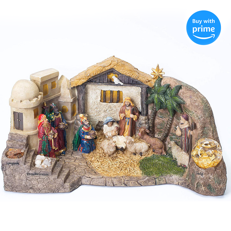 Deluxe Panorama Nativity Scene 14 inch Resin Christmas Dimensional Figurine
