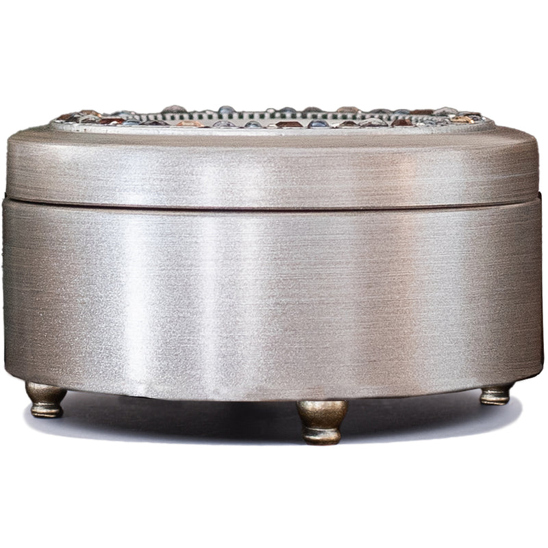 Granddaughter the Joy and Smile Brushed Silver Round Jeweled Music Box Plays Tune Wonderful World