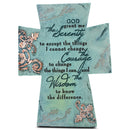 Serenity Prayer Aqua Filigree 4 x 6 Resin Stone Table Top Cross Decoration