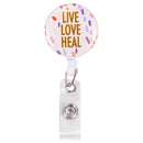 Live Love Heal Confetti Pastel 3 x 1 Acrylic Retractable Badge Reel