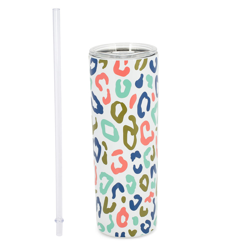 Mary Square Stainless Steel Skinny Straw Tumbler, Tripled Wall Insulated with Lid, 20 Ounce, Wildside
