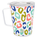 Wild Side Blue Pink Leopard 12 ounce Stainless Steel Travel Tumbler with Lid