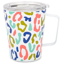 Wild Side Blue Pink Leopard 12 ounce Stainless Steel Travel Tumbler with Lid