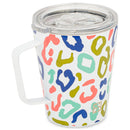 Wild Side Blue Pink Leopard 12 ounce Stainless Steel Travel Tumbler with Lid