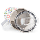 Wild Side Blue Pink Leopard 12 ounce Stainless Steel Travel Tumbler with Lid