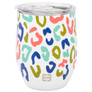 Wild Side Blue Pink Leopard 12 ounce Stainless Steel Travel Tumbler with Lid