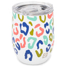 Wild Side Blue Pink Leopard 12 ounce Stainless Steel Travel Tumbler with Lid