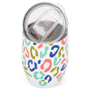 Wild Side Blue Pink Leopard 12 ounce Stainless Steel Travel Tumbler with Lid