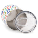 Wild Side Blue Pink Leopard 12 ounce Stainless Steel Travel Tumbler with Lid