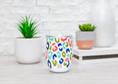 Wild Side Blue Pink Leopard 12 ounce Stainless Steel Travel Tumbler with Lid