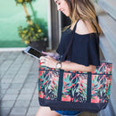 Lost In Paradise Blue Floral 22 x 15 Polyester Open Tote Bag with Shoulder Straps