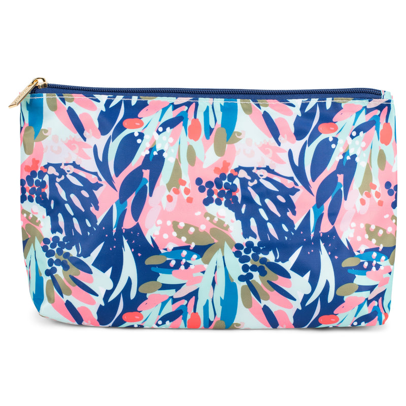 Lost In Paradise Blue Floral 8 x 11 Canvas Zippered Mini Cosmetic Bag