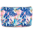 Lost In Paradise Blue Floral 8 x 11 Canvas Zippered Mini Cosmetic Bag