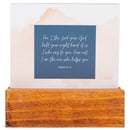 Mary Square Scripture Wooden Block Stand, 26 Inspirational Cards