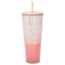 He Is Able Peach Ombre 24 ounce Acrylic Travel Tumbler with Straw