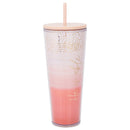 He Is Able Peach Ombre 24 ounce Acrylic Travel Tumbler with Straw