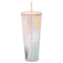 Cross Before World Behind Blush 24 ounce Acrylic Travel Tumbler with Straw