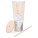 Cross Before World Behind Blush 24 ounce Acrylic Travel Tumbler with Straw
