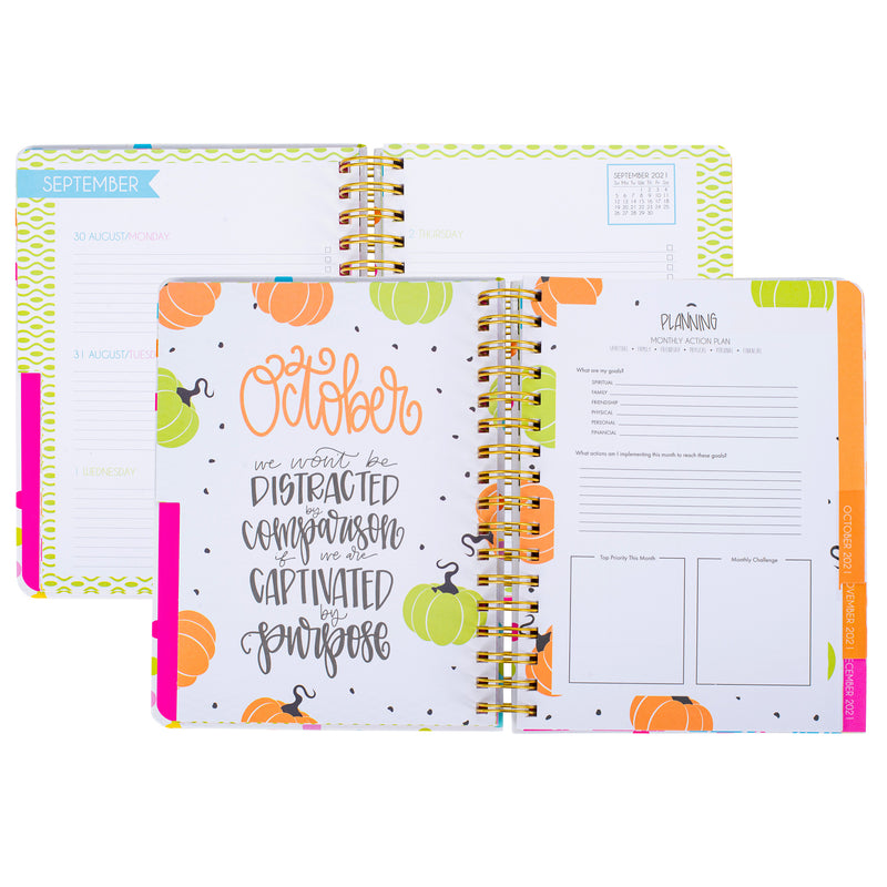 Mary Square "Be Happy Be Bright Be You" Multi Dot 7" x 9" 18 Month Tabbed Spiral Calendar Agenda