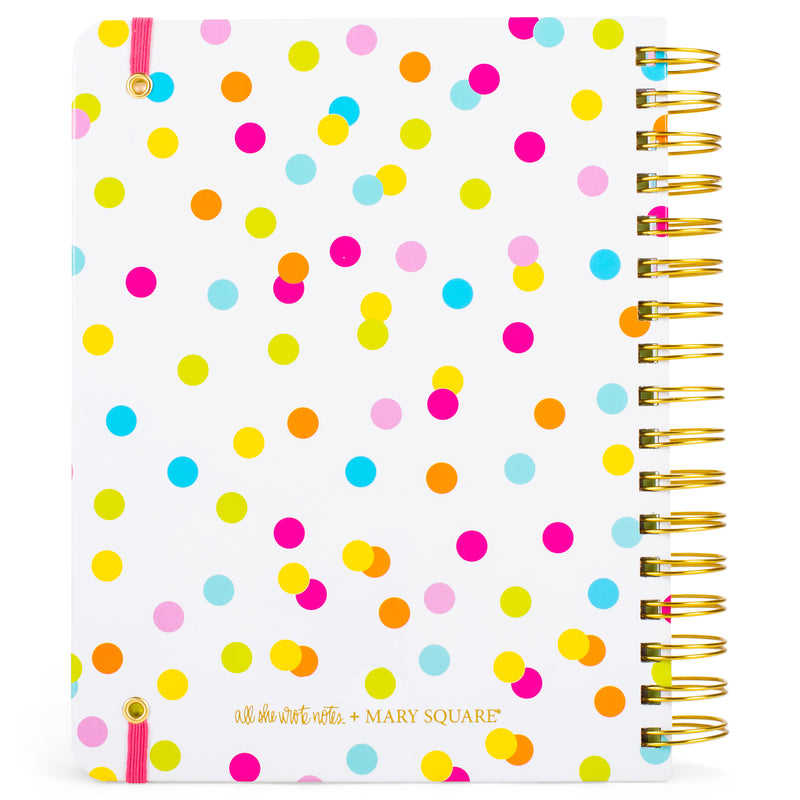 Mary Square "Be Happy Be Bright Be You" Multi Dot 7" x 9" 18 Month Tabbed Spiral Calendar Agenda