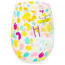 Happy Hour Pink Dot 8 ounce Glass Stemless Wine Glass