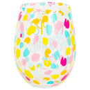 Happy Hour Pink Dot 8 ounce Glass Stemless Wine Glass