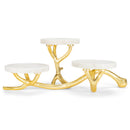 Mary Square Vintage Gold Tone Antler 15.5 x 9 x 6 Metal Three Tiered Serving Tray