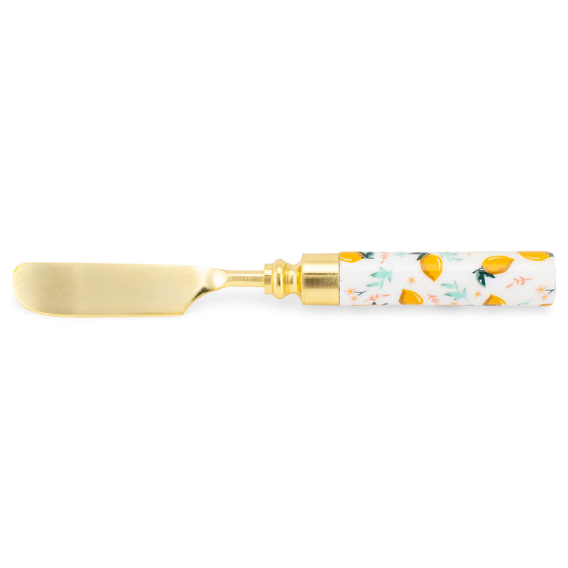 Mary Square Lemon Love Mint White 7.5 inch Metal Cheese Knife Spreader