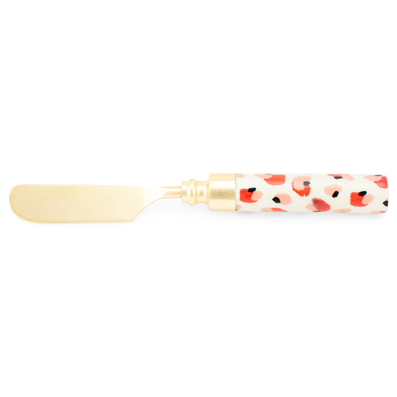 Mary Square Prowl Play Animal Print Pink 7.5 inch Metal Cheese Knife Spreader