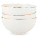 Mary Square Classic White Gold Rimmed 4.25 x 2.5 Ceramic Serving Bowl Set of 3