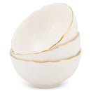 Mary Square Classic White Gold Rimmed 4.25 x 2.5 Ceramic Serving Bowl Set of 3