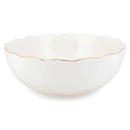 Mary Square Classic White Gold Rimmed Large 11.5 x 4.5 Ceramic Decorative Serving Bowl