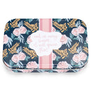 Mary Square Every Season Praise Him Pink Floral 5 x 2 Metal Prayer Card Tin Box