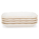 Mary Square Classic White Scallopped Gold Rim 5.75 x 6 Ceramic Appetizer Plate Set of 4