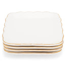 Mary Square Classic White Scallopped Gold Rim 5.75 x 6 Ceramic Appetizer Plate Set of 4