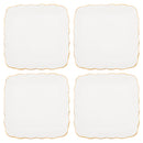 Mary Square Classic White Scallopped Gold Rim 5.75 x 6 Ceramic Appetizer Plate Set of 4