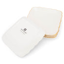 Mary Square Classic White Scallopped Gold Rim 5.75 x 6 Ceramic Appetizer Plate Set of 4