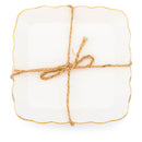 Mary Square Classic White Scallopped Gold Rim 5.75 x 6 Ceramic Appetizer Plate Set of 4