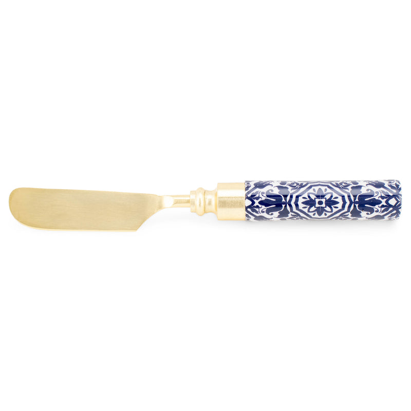 Mary Square Fine China Blue Patterned 7.5 inch Metal Cheese Knife Spreader