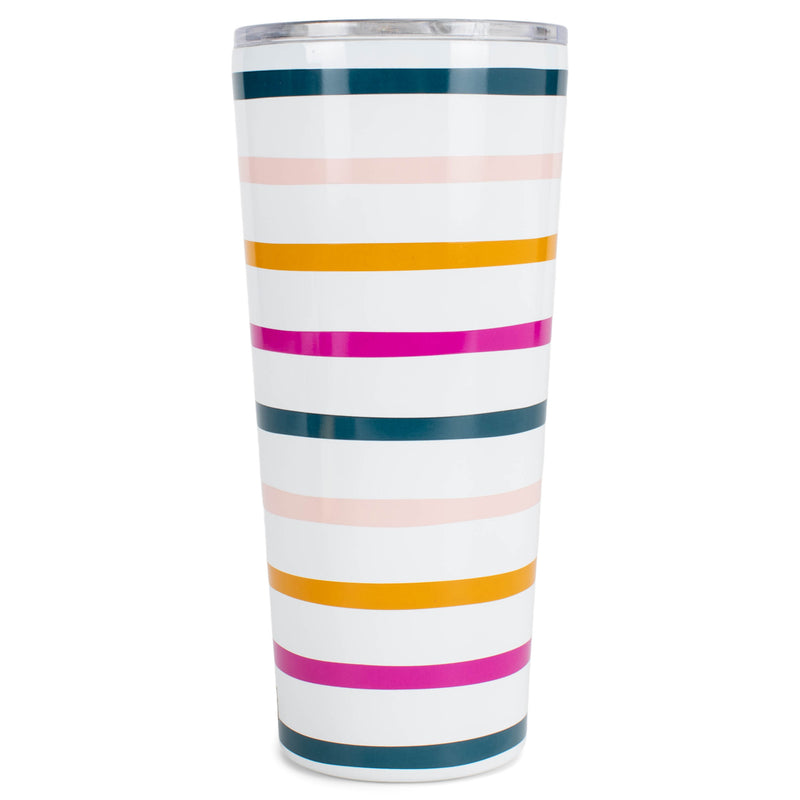 Mary Square Line Up Jewel-Tone Stripe 24 ounce Stainless Steel Travel Tumbler with Lid