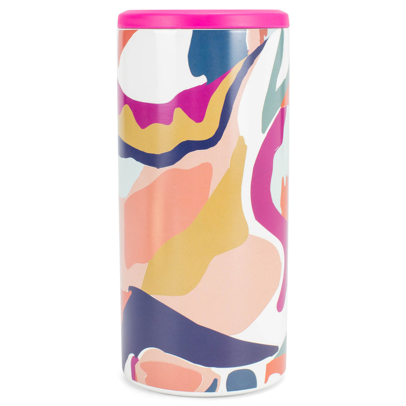 Mary Square Bright Pink Peach Blue 20 ounce Stainless Steel Can Cooler Beverage Sleeve