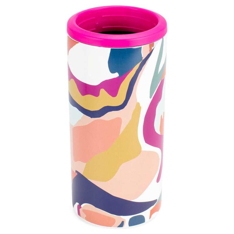 Mary Square Bright Pink Peach Blue 20 ounce Stainless Steel Can Cooler Beverage Sleeve