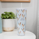 Mary Square Crazy Chicken Lady Soft Blue 24 ounce Acrylic Travel Tumbler with Straw