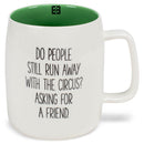 Mary Square People Run Away With Circus Green 19 ounce Ceramic Coffee Mug