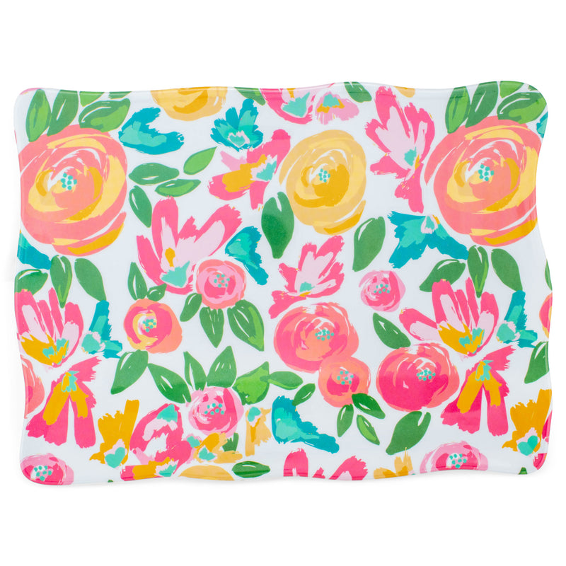 Mary Square Garden Party Pink Floral 11 x 15 Melamine Serving Platter