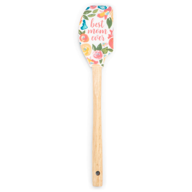 Mary Square Best Mom Ever Garden Party Pink Floral 12 x 2.5 Silicone Mixing Spatula