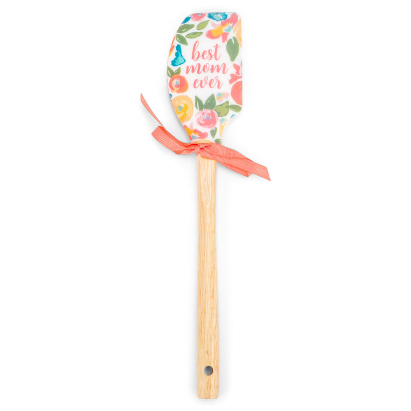 Mary Square Best Mom Ever Garden Party Pink Floral 12 x 2.5 Silicone Mixing Spatula