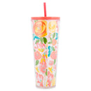 Mary Square Best Mom Ever Pink Floral 24 ounce Acrylic Travel Tumbler with Straw